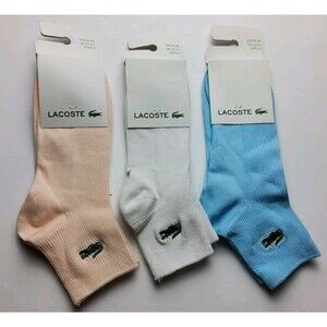 Lacoste Ribbed Lightweight Quarter Socks Lot Of 3 Pairs Size 6-9, EU 36-40